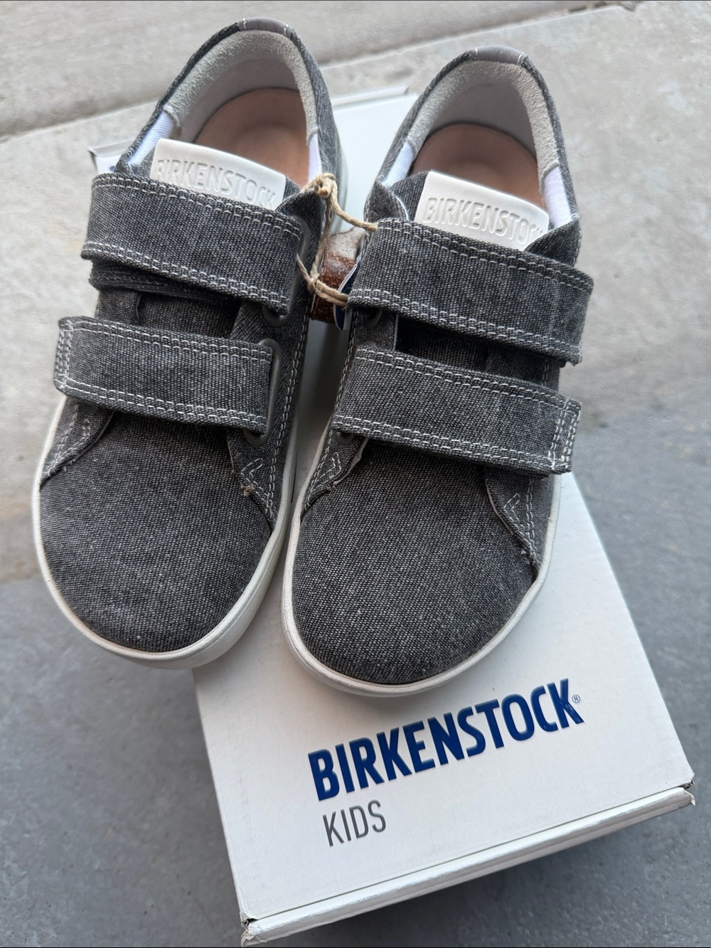 Birkenstock Kids Gray/Black Canvas Double-Strap Sneaker